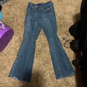 these are blue flared jeans